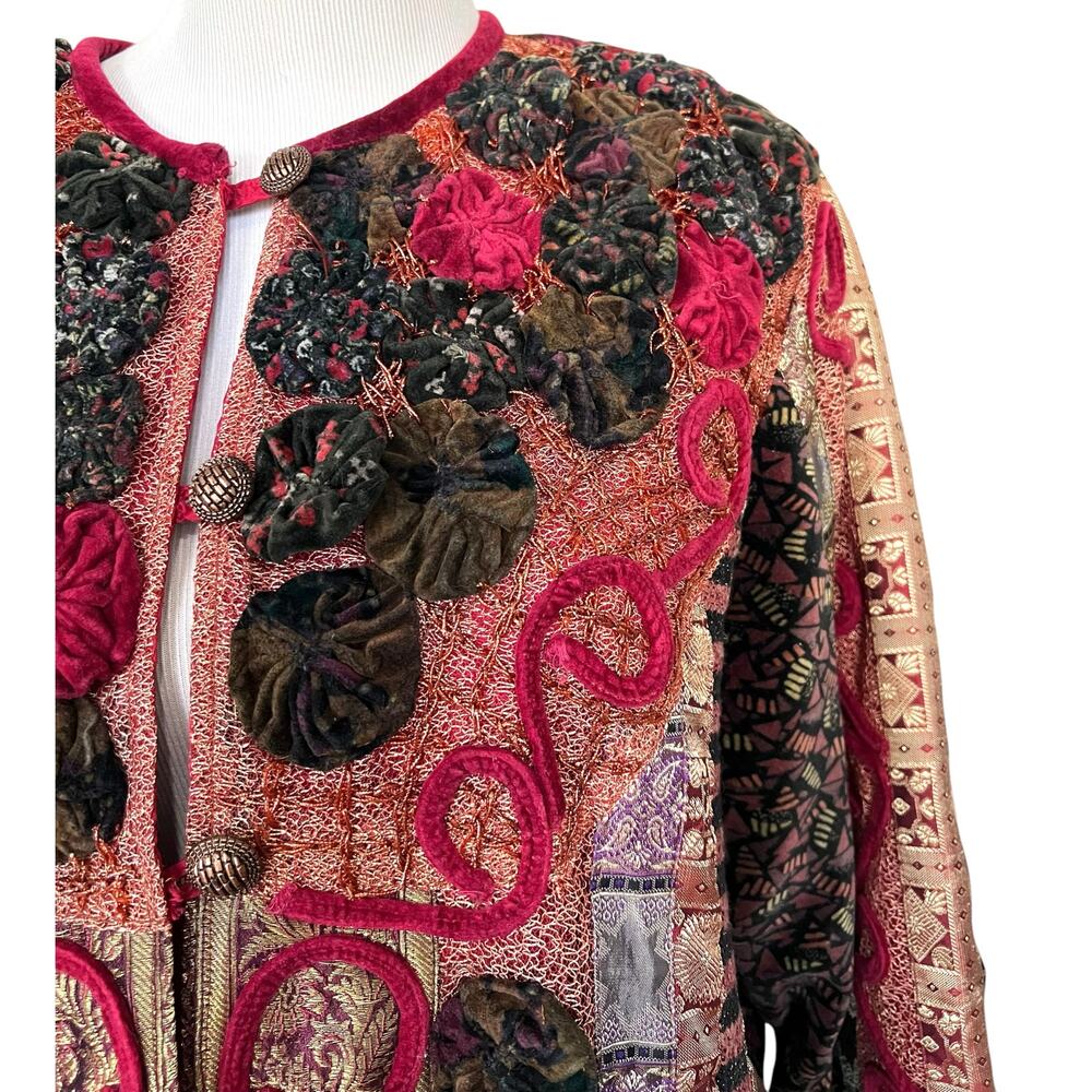 Coldwater Creek Patchwork Jacket Art To Wear Boxy… - image 3